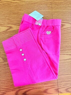 Quacker Factory Dream Jeans Capri - Hot Pink Rhinestone Bling Embellishments NW